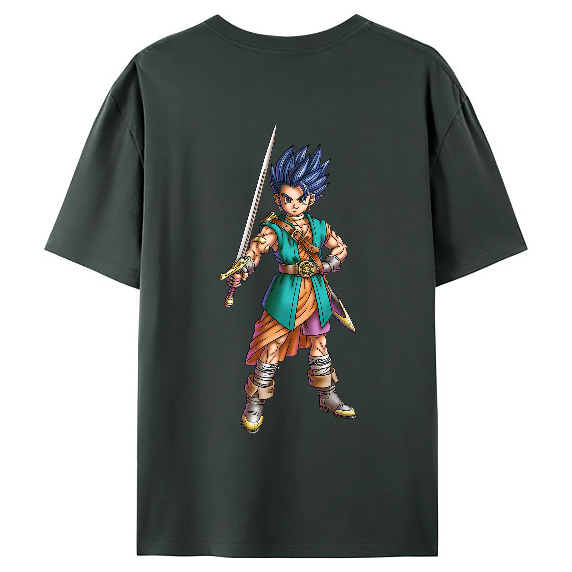 （画像用） ドラゴンクエスト Doragon Kuesuto Dragon Quest 綿100％ メンズ半袖Tシャツ（バックプリント） 通気性